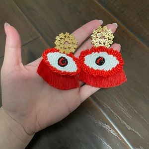 24k Gold Filled 🧿 Beaded Earrings Red- New